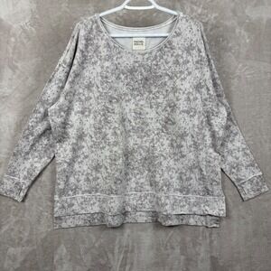 Rachel Hollis Womens 1X Grey Tie Dye Oversized Pullover Sweatshirt Raw Hem Boxy